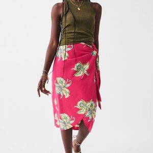 Faherty Pacifica Seersucker Wrap Skirt Orchid Blossom Sz Small Resortwear Beach